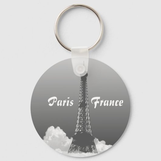 Paris Eiffelturm schwimmt in Cloud Keyring Schlüsselanhänger (Vorderseite)