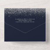 Paris Eiffelturm Silberner Glitzer Sparkle Wedding All In One Einladung (Rückseite)