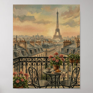 Paris Eiffelturm Stadtbild II Vintage-Gemälde Poster