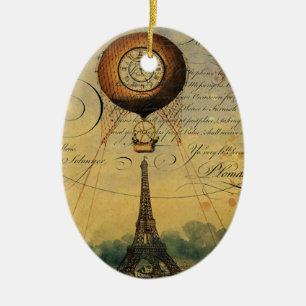Paris Eiffelturm Steampunk Heißluftballon Keramik Ornament