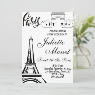 Paris Eiffelturm Sweet 16 Einladungen