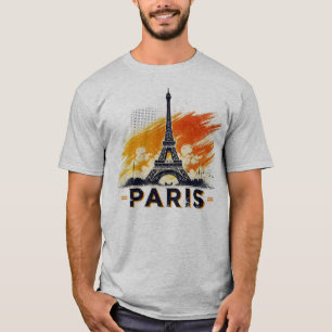 PARIS Eiffelturm T-Shirt Design Kunst Wasserfarbe