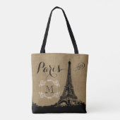Paris-Eiffelturm-TAN-Leinwand-Monogramm Tasche (Rückseite)