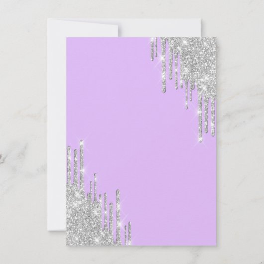 Paris Eiffelturm, Tropfen Lila Sweet 16 Einladung (Rückseite)