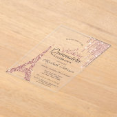 Paris Eiffelturm, Tropfen Rose Gold Quinceañera Acryleinladungen (Ablage )
