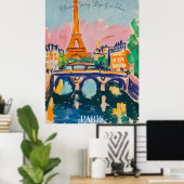 Paris Eiffelturm und Brücke in Fauvist Artistic Poster (Heimbüro)