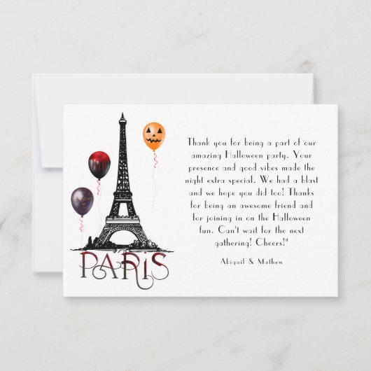 Paris, Eiffelturm und Halloween Balloons Gotik Dankeskarte (Vorderseite)