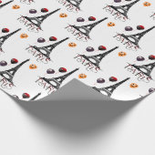 Paris, Eiffelturm und Halloween Balloons Gotik Geschenkpapier (Ecke)