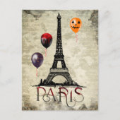 Paris, Eiffelturm und Halloween Balloons Gotik Postkarte (Vorderseite)