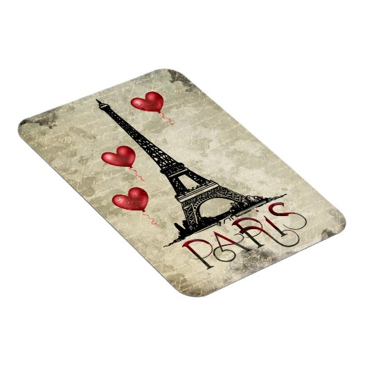 Paris, Eiffelturm und Red Heart Balloons Script Magnet (Rechte Seite)