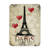 Paris, Eiffelturm und Red Heart Balloons Script Magnet (Vertikal)