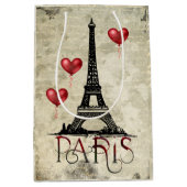 Paris, Eiffelturm und Red Heart Balloons Script Mittlere Geschenktüte (Vorderseite)