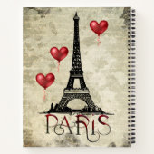 Paris, Eiffelturm und Red Heart Balloons Script Notizblock (Rückseite)