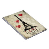 Paris, Eiffelturm und Red Heart Balloons Script Notizblock (Rechte Seite)