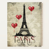Paris, Eiffelturm und Red Heart Balloons Script Planer (Rückseite)