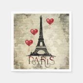 Paris, Eiffelturm und Red Heart Balloons Script Serviette (Vorderseite)