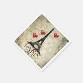 Paris, Eiffelturm und Red Heart Balloons Script Serviette (Ecke)