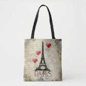 Paris, Eiffelturm und Red Heart Balloons Script Tasche (Vorderseite)