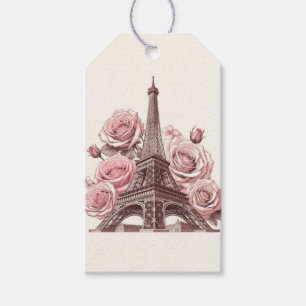 Paris Eiffelturm und rosa Rosen Geschenkanhänger