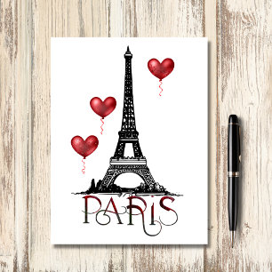 Paris, Eiffelturm und rote Ballons schön Postkarte