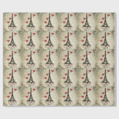 Paris, Eiffelturm und Rote Balloons Geschenkpapier (Flach)