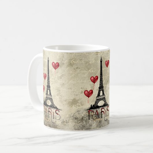 Paris, Eiffelturm und Rote Balloons Kaffeetasse (Vorderseite Links)