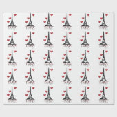 Paris, Eiffelturm und Rote Balloons schön Geschenkpapier (Flach)