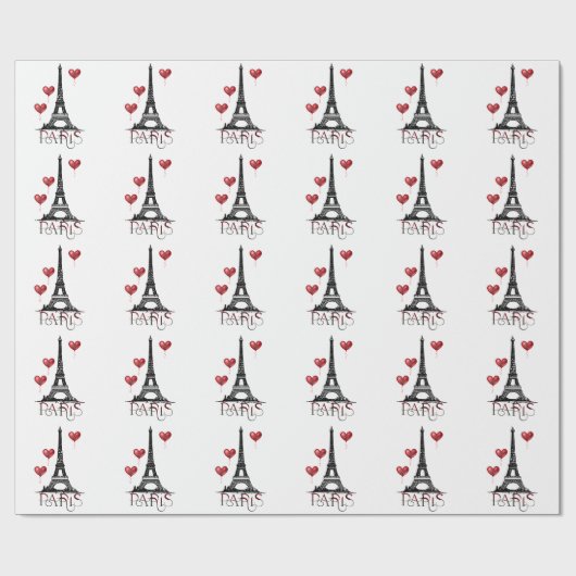 Paris, Eiffelturm und Rote Balloons schön Geschenkpapier (Flach)