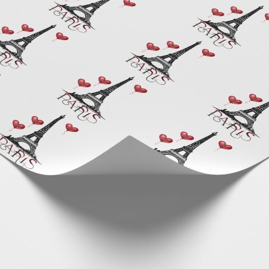 Paris, Eiffelturm und Rote Balloons schön Geschenkpapier (Ecke)