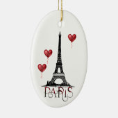 Paris, Eiffelturm und Rote Balloons Weihnachten Keramik Ornament (Rechts)