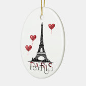 Paris, Eiffelturm und Rote Balloons Weihnachten Keramik Ornament (Links)