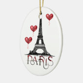 Paris, Eiffelturm und Rote Balloons Weihnachten Keramik Ornament (Links)