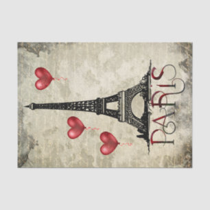 Paris, Eiffelturm und rote Herzballons Skript Seidenpapier