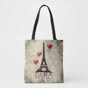 Paris, Eiffelturm und rote Herzballons Skript Tasche