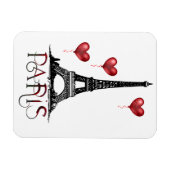 Paris, Eiffelturm und Rotes Herz Magnet (Horizontal)