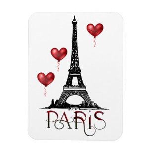 Paris, Eiffelturm und Rotes Herz Magnet