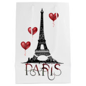 Paris, Eiffelturm und Rotes Herz Mittlere Geschenktüte (Rückseite)