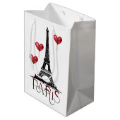 Paris, Eiffelturm und Rotes Herz Mittlere Geschenktüte (Rückseite Schrägansicht)