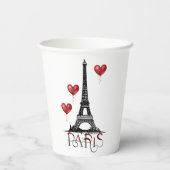 Paris, Eiffelturm und Rotes Herz Pappbecher (Rückseite)