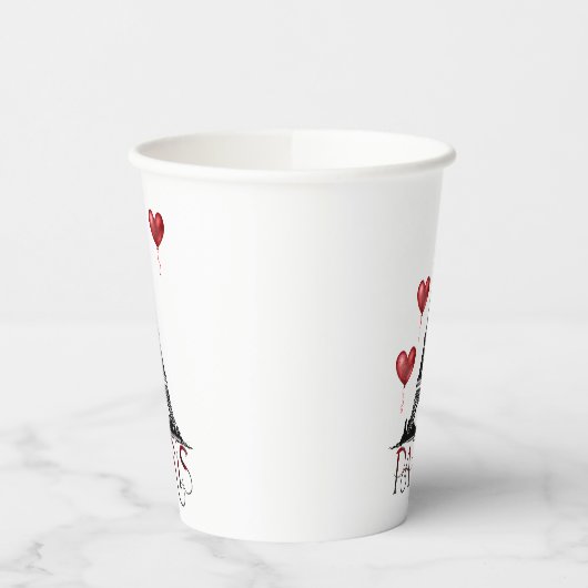 Paris, Eiffelturm und Rotes Herz Pappbecher (Links)