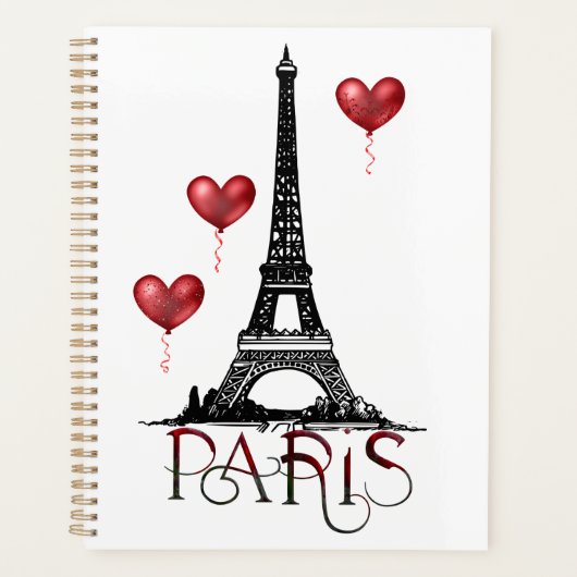 Paris, Eiffelturm und Rotes Herz Planer (Vorderseite)