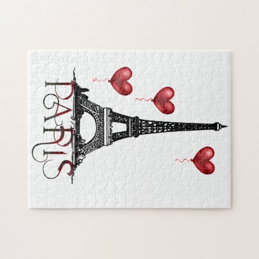Paris, Eiffelturm und Rotes Herz Puzzle (Horizontal)