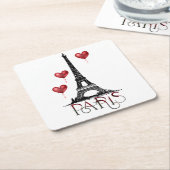 Paris, Eiffelturm und Rotes Herz Rechteckiger Pappuntersetzer (angewinkelt)