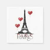 Paris, Eiffelturm und Rotes Herz Serviette (Vorderseite)