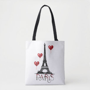 Paris, Eiffelturm und Rotes Herz Tasche