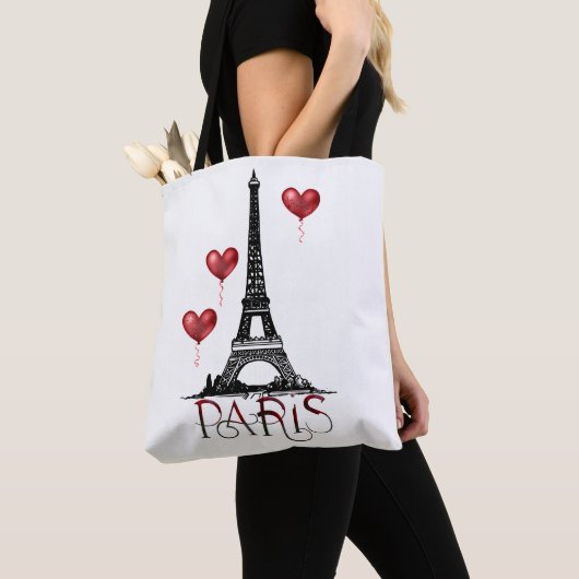 Paris, Eiffelturm und Rotes Herz Tasche (Von Nahem)