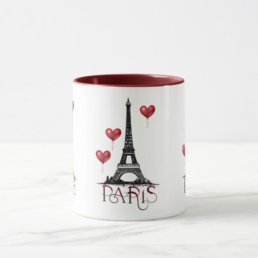 Paris, Eiffelturm und Rotes Herz Tasse (Zentrum)