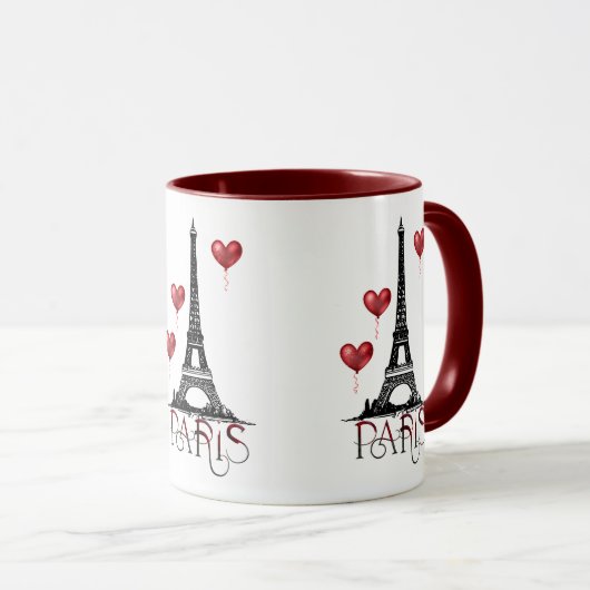 Paris, Eiffelturm und Rotes Herz Tasse (VorderseiteRechts)