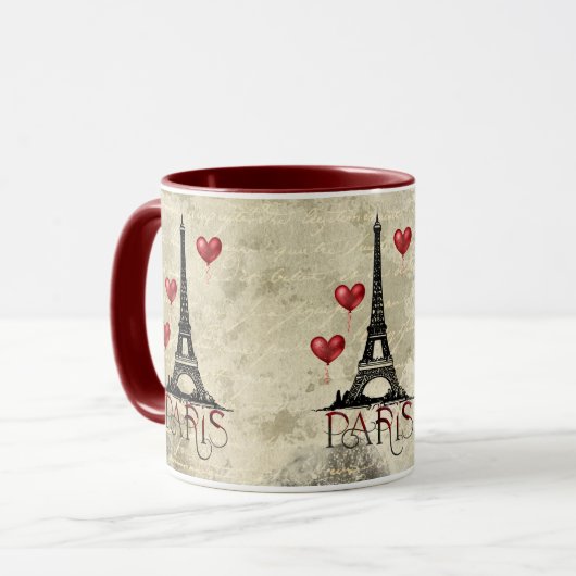 Paris, Eiffelturm und Rotes Herz Tasse (Vorderseite Links)