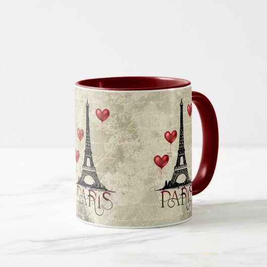 Paris, Eiffelturm und Rotes Herz Tasse (VorderseiteRechts)